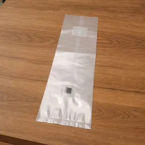 3.2 mil thick tear-resistant polypropylene material on commercial grade mushroom grow bag, safe for high-pressure autoclaving.